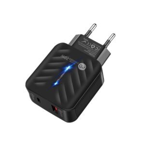 PD03 20W Type-C + QC3. 0 USB Charger with Indicator Light, EU Plug...