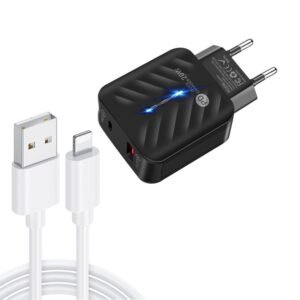 PD03 20W PD3.0 + QC3.0 USB Charger with USB to 8 Pin Data Cable, EU...