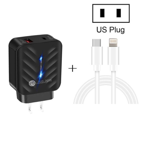 PD03 20W PD3.0 + QC3.0 USB Charger with Type-C to 8 Pin Data Cable,... - Image 3
