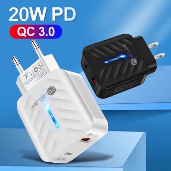 PD03 20W PD3.0 + QC3.0 USB Charger with Type-C to 8 Pin Data Cable,... - Image 5