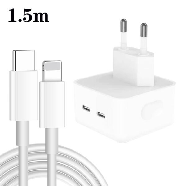 PD 35W Dual USB-C / Type-C Ports Charger with Type-C to 8 Pin Data ...
