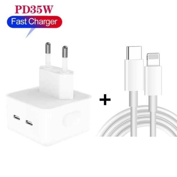PD 35W Dual USB-C / Type-C Ports Charger with Type-C to 8 Pin Data ... - Image 2