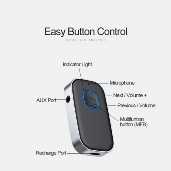 J22 Bluetooth 5.0 Audio Transmitter Receiver 3.5mm Audio AUX Adapter - Image 5