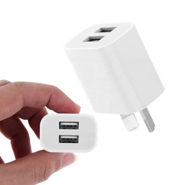 Mini Dual Port USB Charger with USB to 8 Pin Data Cable, AU Plug - Image 2