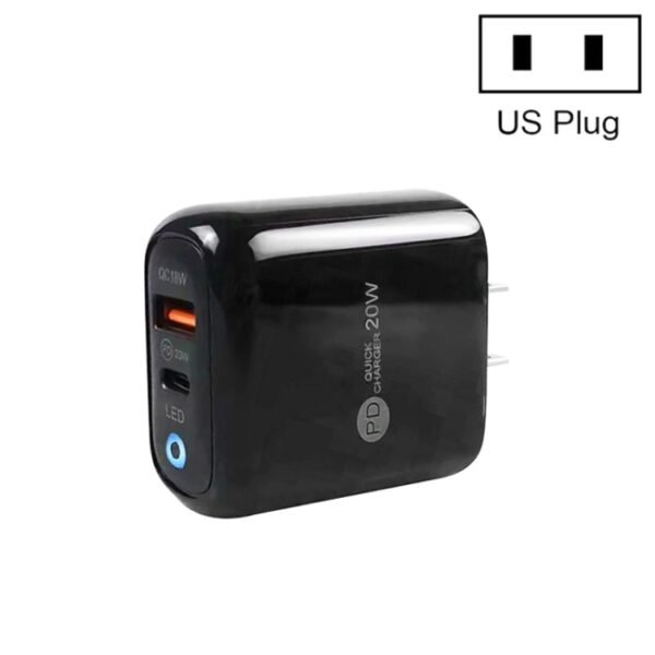 PD04 PD20W + QC18W Mobile Phone Charger with LED Indicator, US Plug...
