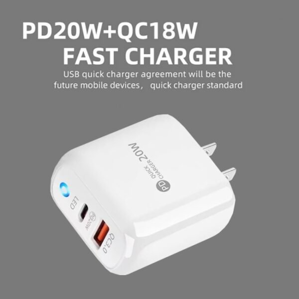 PD04 PD20W + QC18W Mobile Phone Charger with LED Indicator, US Plug... - Image 5