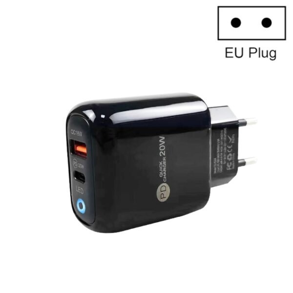 PD04 PD20W + QC18W Mobile Phone Charger with LED Indicator, EU Plug...