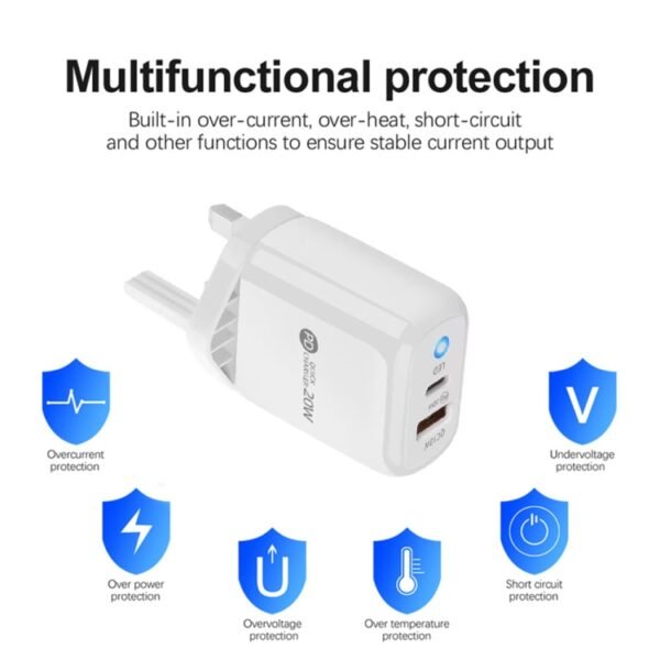 PD04 Type-C + USB Mobile Phone Charger with Type-C to 8 Pin Cable, ... - Image 3