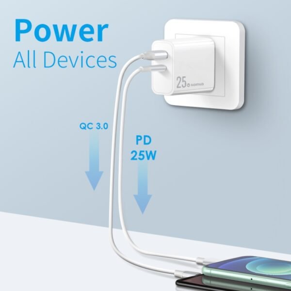 NORTHJO NOPD2502 PD 25W USB-C/Type-C + QC 3.0 USB Dual Ports Fast C... - Image 2