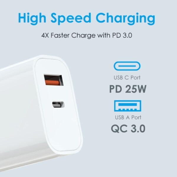 NORTHJO NOPD2502 PD 25W USB-C/Type-C + QC 3.0 USB Dual Ports Fast C... - Image 4
