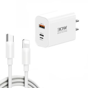 PD30W USB-C / Type-C + 8 Pin + USB Charger with Type-C to 8 Pin Dat...