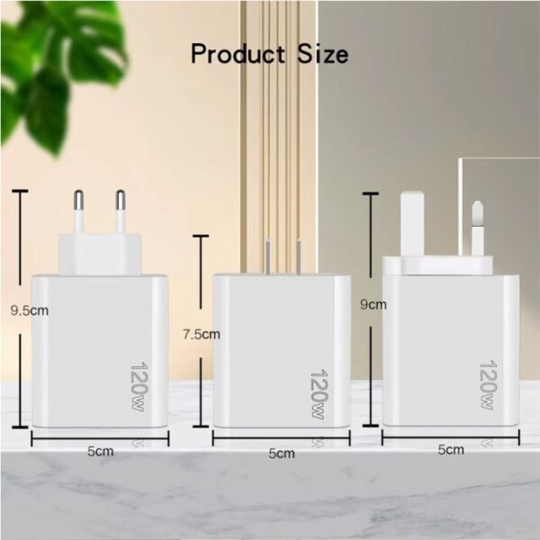 120W 3 PD Type-C Dual USB Multi Port Charger for Mobile Phones, EU ...