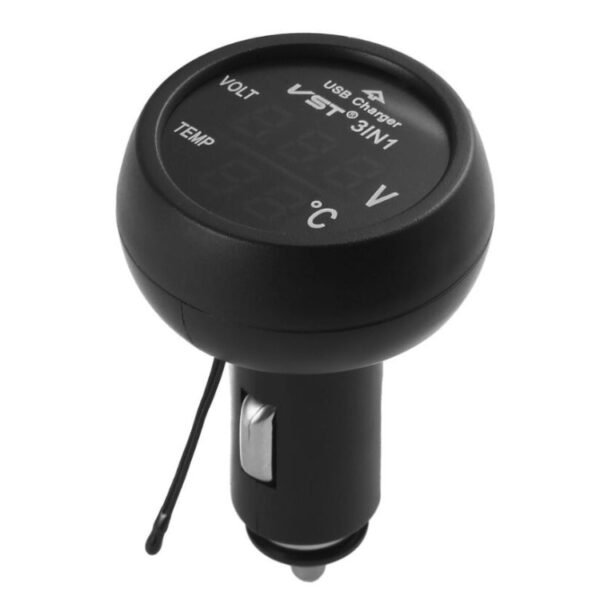3 In 1 Car USB Charger Car Cigarette Lighter With Voltage Detection Display Multi-function Monitoring Table - Image 3