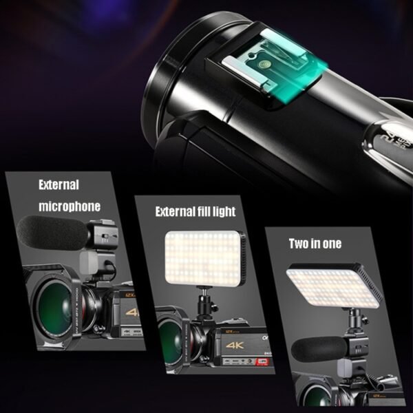ORDRO AC5 4K HD Night Vision WiFi 12X Optical Zoom Digital Video DV Camera Camcorder, Standard, Standard + Microphone, Standard + Microphone + Handheld Stand, Standard+  Microphone + Fill Light - Image 6