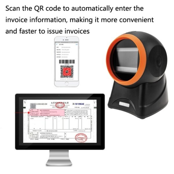 NETUM 2055 Supermarket Cashier Barcode QR Code Scanner Desktop Vert... - Image 6