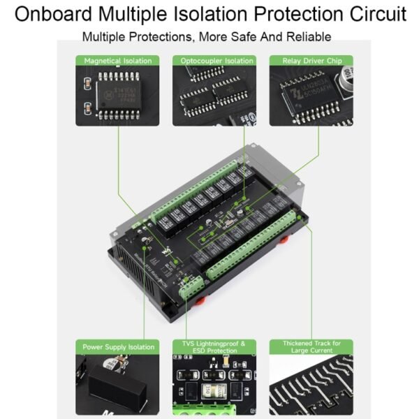 Waveshare 24921 Modbus RTU 16-Ch Relay Module, RS485 Interface, With Multiple Isolation Protection Circuits - Image 4