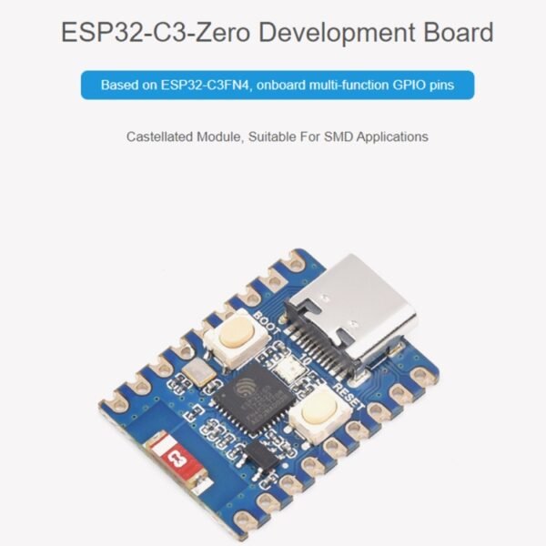 Waveshare 2.4GHz ESP32-C3 Mini Development Board, Based ESP32-C3FN4 Single-core Processor, without Header, with Header - Image 3