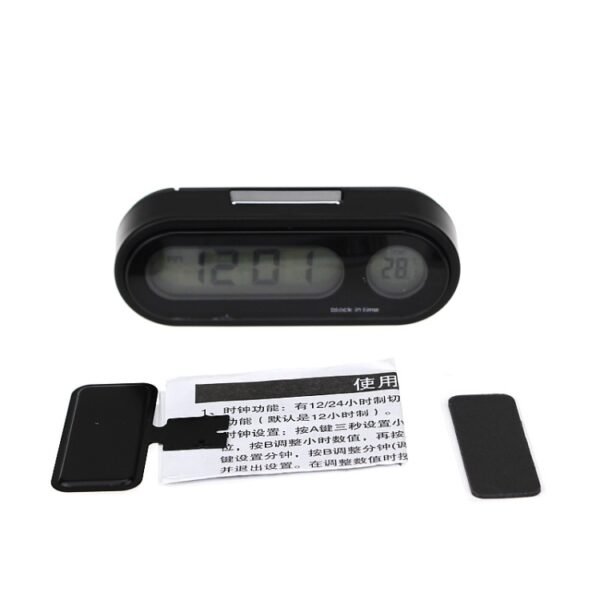 K02 Car Electronic Clock Temperature Meter Night Light LED Temperat...