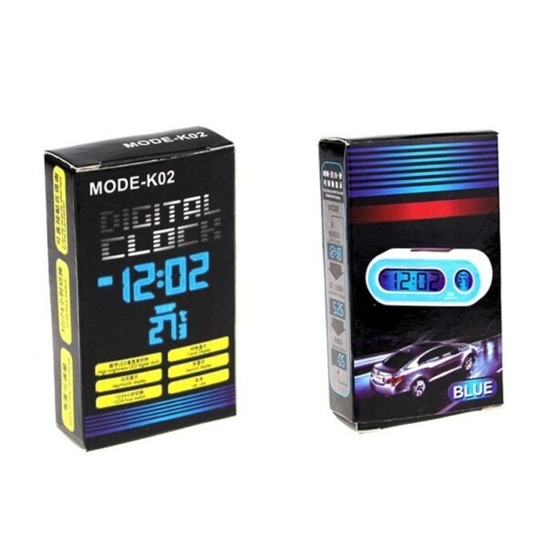 K02 Car Electronic Clock Temperature Meter Night Light LED Temperat...
