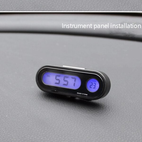 K02 Car Electronic Clock Temperature Meter Night Light LED Temperat...
