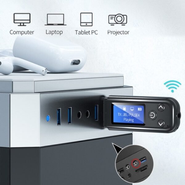 K15Pro With LCD Screen Bluetooth Adapter Audio Receiver Transmitter 3.5mm AUX Car Hands-Free - Image 6