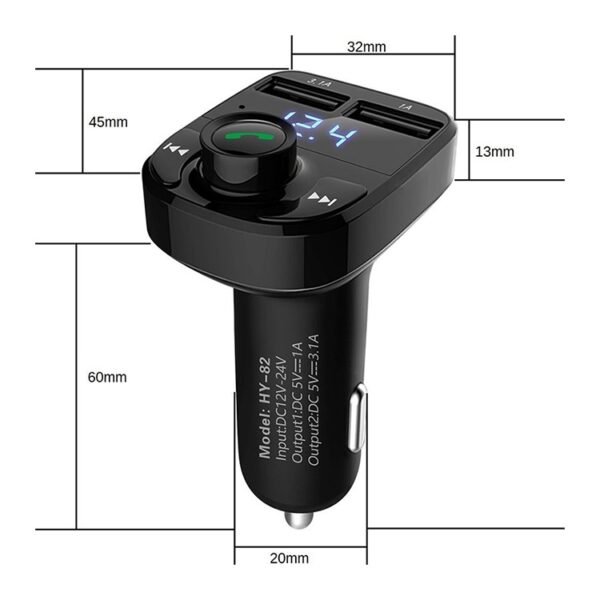 HY82 Car MP3 Bluetooth Receiver Dual USB Car Charger, HY82 Fast Charge Version - Image 3