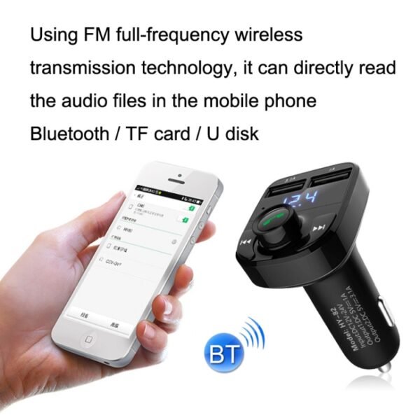 HY82 Car MP3 Bluetooth Receiver Dual USB Car Charger, HY82 Fast Charge Version - Image 4