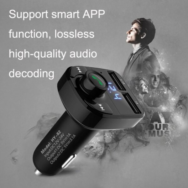 HY82 Car MP3 Bluetooth Receiver Dual USB Car Charger, HY82 Fast Charge Version - Image 5