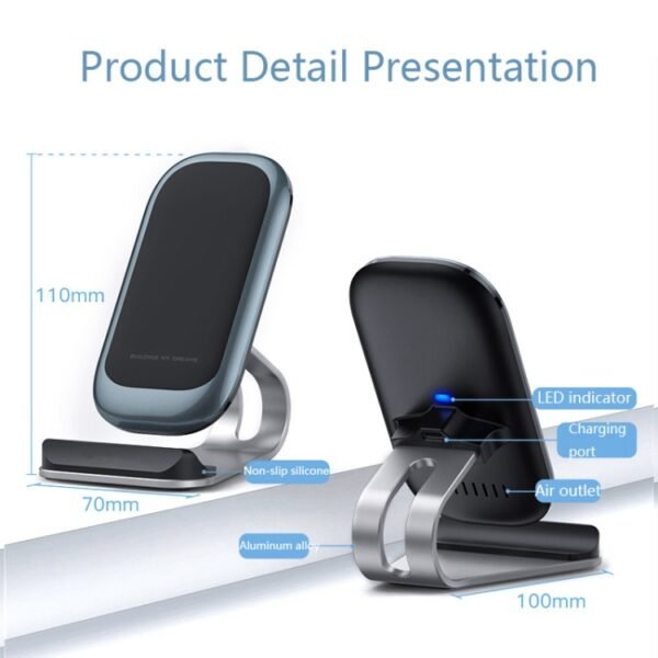 Z01 15W Multifunctional Desktop Wireless Charger with Stand Function, Spec:, MCU (Black), MCU (Silver) - Image 3