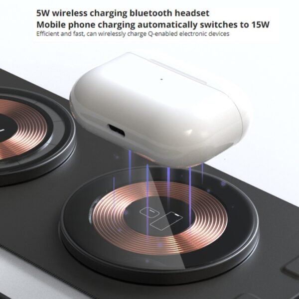 T01 15W 3 in 1 Wireless Charger Foldable Clear Glass Portable Fast Charger - Image 5