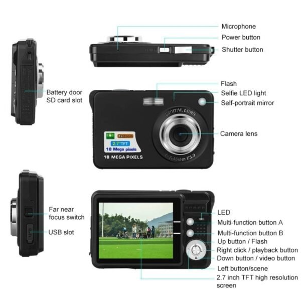 18 Million Pixel Entry-Level Digital Cameras Daily Recording Photos And Videos Macro Student Cameras, 18 Million Pixel - Image 3