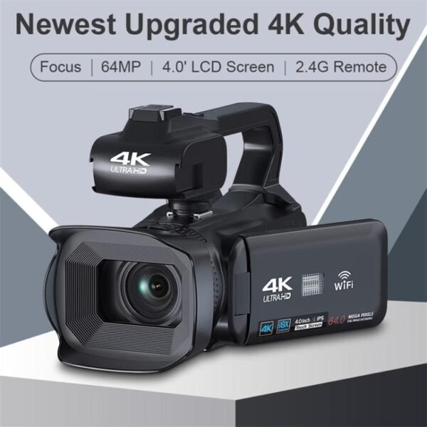 64MP 18X Zoom 4-Inch Touch Screen Handheld Digital Video Camera, 4K 16G - Image 3
