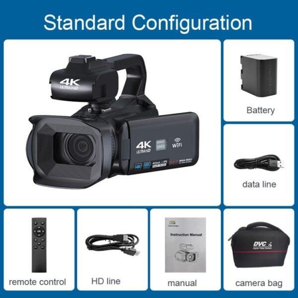 64MP 18X Zoom 4-Inch Touch Screen Handheld Digital Video Camera, 4K 16G - Image 7