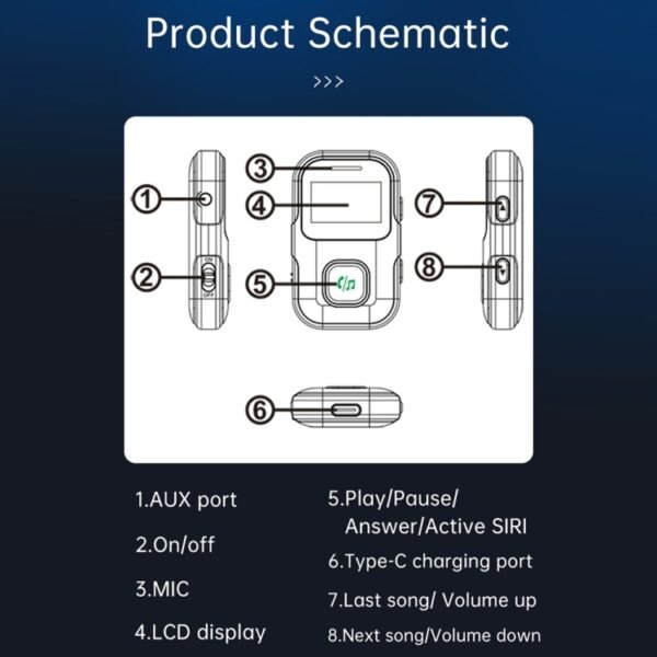BR11 With Screen Bluetooth Audio Receiver MP3 Player - Image 3