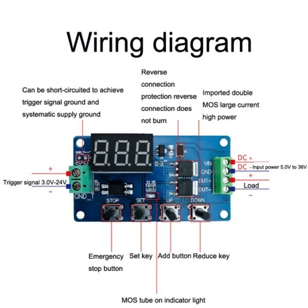 Deek-Robot DDC-432 Delay Relay Switch DC5V-30V Dual MOS Tube Digital Display Time Relay Controller - Image 5