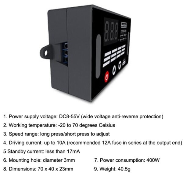 Deek-Robot DMC-331 PWM DC Motor Speed Controller Wide Voltage DC8-55V Speed Regulator - Image 7