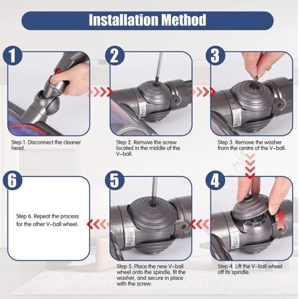 For Dyson V6 V7 V8 V10 V11 V12 Vacuum Cleaner V-Ball Wheels of Direct Drive Cleaner Head - Image 7