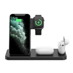 4-in-1 Foldable Desktop Mobile Phone Watch Earphones Wireless Charg...