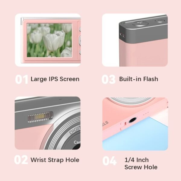 50 MP HD Camera 4K Video Retro Vlog Self-Shooting Camera, Black, Pink, White - Image 5