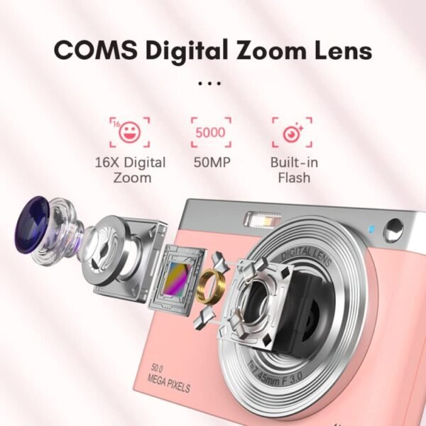 50 MP HD Camera 4K Video Retro Vlog Self-Shooting Camera, Black, Pink, White - Image 6