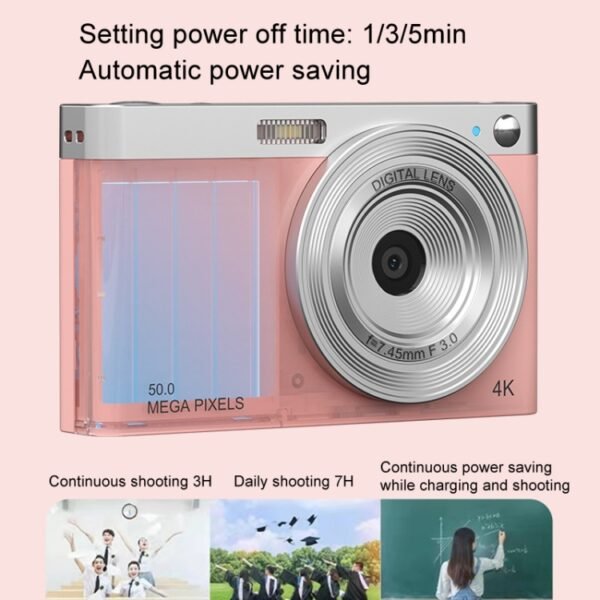 50 MP HD Camera 4K Video Retro Vlog Self-Shooting Camera, Black, Pink, White - Image 8