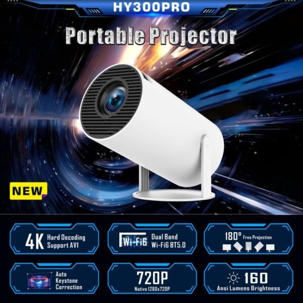 HY300 PRO Smart Projector Android 11.0 System 120 Lumen Portable Projector, EU Plug, US Plug, UK Plug, AU Plug - Image 2