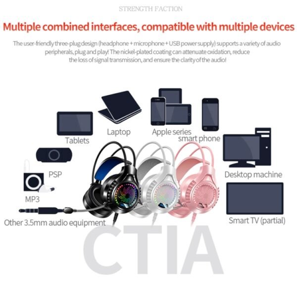 YINDIAO Q7 Colorful Light Computer Wired Headset USB Gaming Headset... - Image 12