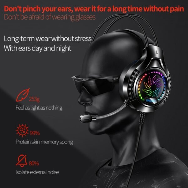YINDIAO Q7 Colorful Light Computer Wired Headset USB Gaming Headset... - Image 3
