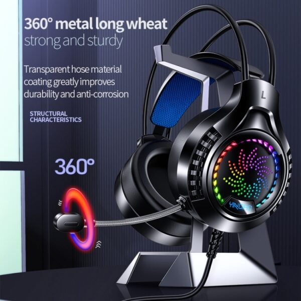 YINDIAO Q7 Colorful Light Computer Wired Headset USB Gaming Headset... - Image 4