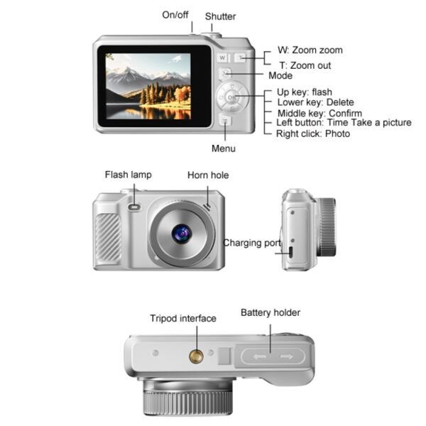 1080P HD Student Retro Digital Card Camera, White, Black, White+32G, Black+32G - Image 3