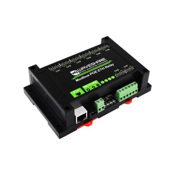 Waveshare 24964 Industrial 8-ch Ethernet Relay Module, PoE Port Communication, 24964