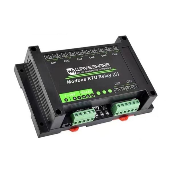 Waveshare Modbus RTU Protocol 8-Ch Latching Relay Module (C) With RS485 Interface, 30460