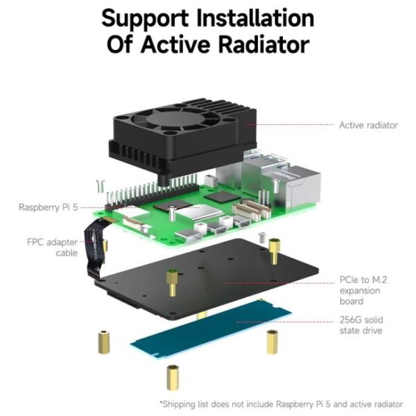 Yahboom PCIe To M.2 Adapter Expansion Board For Raspberry Pi 5 NVMe Expansion Board, Separate Board, Board + 256G SSD - Image 8