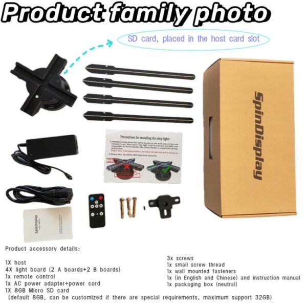 60cm 3D Holographic Fan with 1600x720 Resolution & 720 LEDs  WiFi/APP DIY Content Control, US Plug, EU Plug, UK Plug, AU Plug - Image 11